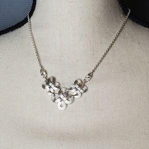 Necklace, silver colored design, 9 inches